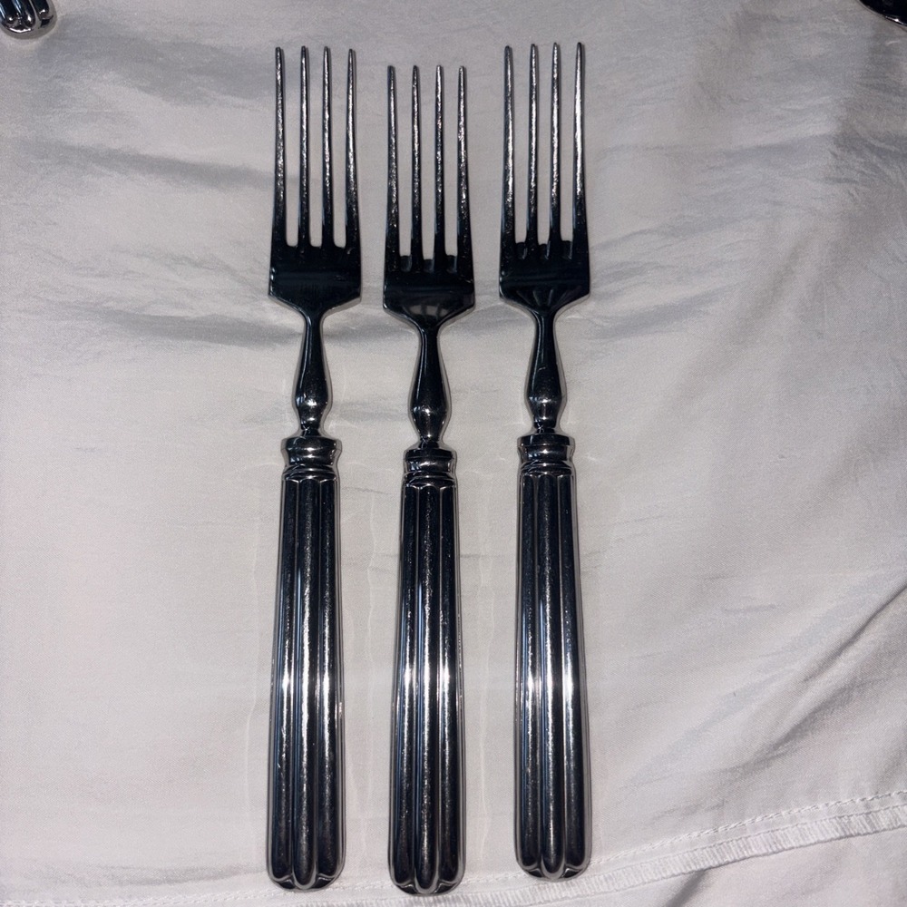 Pottery Barn Stainless Toulouse 3 Dinner Forks 7 3/4" Portugal